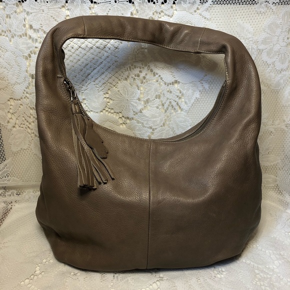 Roots Tan Brown Genuine Leather Hobo Bag Purse - Picture 2 of 11
